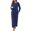 image:imagePrinStory Flannel Pajamas for Women Set Winter Fleece Pjs Sets S2XLNavy Blue