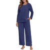 image:imagePrinStory Flannel Pajamas for Women Set Winter Fleece Pjs Sets S2XLNavy Blue