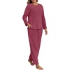 image:imagePrinStory Flannel Pajamas for Women Set Winter Fleece Pjs Sets S2XLWine Red