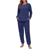 image:imagePrinStory Flannel Pajamas for Women Winter Pajama Set S2XLNavy Blue