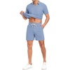 image:imagePrinStory Mens 2 Piece Polo Shirt and Shorts Set Waffle Suits S2XLBlue