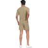 image:imagePrinStory Mens 2 Piece Polo Shirt and Shorts Set Waffle Suits S2XLKhaki