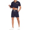 image:imagePrinStory Mens 2 Piece Polo Shirt and Shorts Set Waffle Suits S2XLNavy Blue