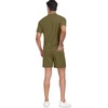 image:imagePrinStory Mens 2 Piece Polo Shirt and Shorts Set Waffle Suits S2XLOlive Green