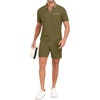 image:imagePrinStory Mens 2 Piece Polo Shirt and Shorts Set Waffle Suits S2XLOlive Green