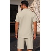 image:imagePrinStory Mens Outfits Short Sleeve Button Down Tracksuit M3XLApricot
