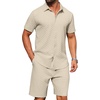 image:imagePrinStory Mens Outfits Short Sleeve Button Down Tracksuit M3XLApricot