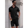 image:imagePrinStory Mens Outfits Short Sleeve Button Down Tracksuit M3XLBlack