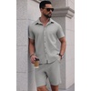 image:imagePrinStory Mens Outfits Short Sleeve Button Down Tracksuit M3XLGray
