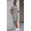 image:imagePrinStory Mens Outfits Short Sleeve Button Down Tracksuit M3XLGray
