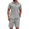 image:imagePrinStory Mens Outfits Short Sleeve Button Down Tracksuit M3XLGray