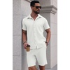 image:imagePrinStory Mens Outfits Short Sleeve Button Down Tracksuit M3XLWhite