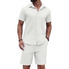 image:imagePrinStory Mens Outfits Short Sleeve Button Down Tracksuit M3XLWhite