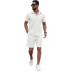 image:imagePrinStory Mens Outfits Short Sleeve Button Down Tracksuit M3XLWhite