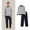 image:imagePrinStory Mens Pajama Sets Long Sleeve Sleepwear Pjs Soft Nightwear S2XL03light Gray Black