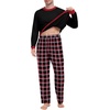 image:imagePrinStory Mens Pajama Sets Long Sleeve Sleepwear Pjs Soft Nightwear S2XLBlack Red Plaid 2