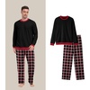 image:imagePrinStory Mens Pajama Sets Long Sleeve Sleepwear Pjs Soft Nightwear S2XLBlack Red Plaid 2