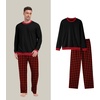 image:imagePrinStory Mens Pajama Sets Long Sleeve Sleepwear Pjs Soft Nightwear S2XLBlack Red Plaid
