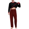 image:imagePrinStory Mens Pajama Sets Long Sleeve Sleepwear Pjs Soft Nightwear S2XLBlack Red Plaid