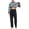 image:imagePrinStory Mens Pajama Sets Long Sleeve Sleepwear Pjs Soft Nightwear S2XLBlue Black Sheep