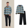 image:imagePrinStory Mens Pajama Sets Long Sleeve Sleepwear Pjs Soft Nightwear S2XLBlue Black Sheep