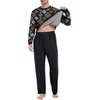 image:imagePrinStory Mens Pajama Sets Long Sleeve Sleepwear Pjs Soft Nightwear S2XLBrown Blue Diamond