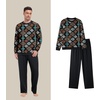 image:imagePrinStory Mens Pajama Sets Long Sleeve Sleepwear Pjs Soft Nightwear S2XLBrown Blue Diamond