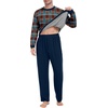 image:imagePrinStory Mens Pajama Sets Long Sleeve Sleepwear Pjs Soft Nightwear S2XLBrown Blue Plaid