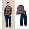 image:imagePrinStory Mens Pajama Sets Long Sleeve Sleepwear Pjs Soft Nightwear S2XLBrown Blue Plaid