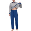 image:imagePrinStory Mens Pajama Sets Long Sleeve Sleepwear Pjs Soft Nightwear S2XLLight Gray Blue