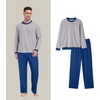 image:imagePrinStory Mens Pajama Sets Long Sleeve Sleepwear Pjs Soft Nightwear S2XLLight Gray Blue