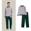 image:imagePrinStory Mens Pajama Sets Long Sleeve Sleepwear Pjs Soft Nightwear S2XLLight Gray Dark Green