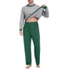image:imagePrinStory Mens Pajama Sets Long Sleeve Sleepwear Pjs Soft Nightwear S2XLLight Gray Green