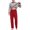 image:imagePrinStory Mens Pajama Sets Long Sleeve Sleepwear Pjs Soft Nightwear S2XLLight Gray Red