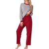 image:imagePrinStory Mens Pajama Sets Long Sleeve Sleepwear Pjs Soft Nightwear S2XLLight Gray Red
