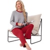 image:imagePrinStory Mens Pajama Sets Long Sleeve Sleepwear Pjs Soft Nightwear S2XLLight Gray Red