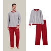 image:imagePrinStory Mens Pajama Sets Long Sleeve Sleepwear Pjs Soft Nightwear S2XLLight Gray Red