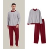 image:imagePrinStory Mens Pajama Sets Long Sleeve Sleepwear Pjs Soft Nightwear S2XLLight Gray Wine Red