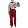 image:imagePrinStory Mens Pajama Sets Long Sleeve Sleepwear Pjs Soft Nightwear S2XLLight Gray Wine Red
