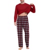 image:imagePrinStory Mens Pajama Sets Long Sleeve Sleepwear Pjs Soft Nightwear S2XLRed White Plaid