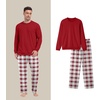 image:imagePrinStory Mens Pajama Sets Long Sleeve Sleepwear Pjs Soft Nightwear S2XLRed White Plaid 2