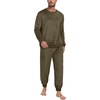 image:imagePrinStory Mens Pajamas Set Fleece Pjs Long Sleeve Soft Sleepwear S2XLArmy Green