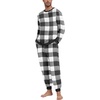 image:imagePrinStory Mens Pajamas Set Fleece Pjs Long Sleeve Soft Sleepwear S2XLBlack White Plaid