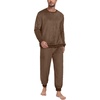 image:imagePrinStory Mens Pajamas Set Fleece Pjs Long Sleeve Soft Sleepwear S2XLBrown