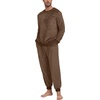 image:imagePrinStory Mens Pajamas Set Fleece Pjs Long Sleeve Soft Sleepwear S2XLBrown