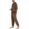 image:imagePrinStory Mens Pajamas Set Fleece Pjs Long Sleeve Soft Sleepwear S2XLBrown