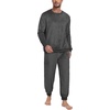 image:imagePrinStory Mens Pajamas Set Fleece Pjs Long Sleeve Soft Sleepwear S2XLDark Gray