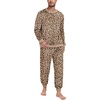 image:imagePrinStory Mens Pajamas Set Fleece Pjs Long Sleeve Soft Sleepwear S2XLLeopard Print