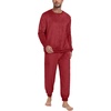 image:imagePrinStory Mens Pajamas Set Fleece Pjs Long Sleeve Soft Sleepwear S2XLWine Red