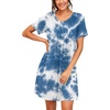 image:imagePrinStory Nightgowns for Women Short Sleeve Night GownsB01 Tie Dye Blue